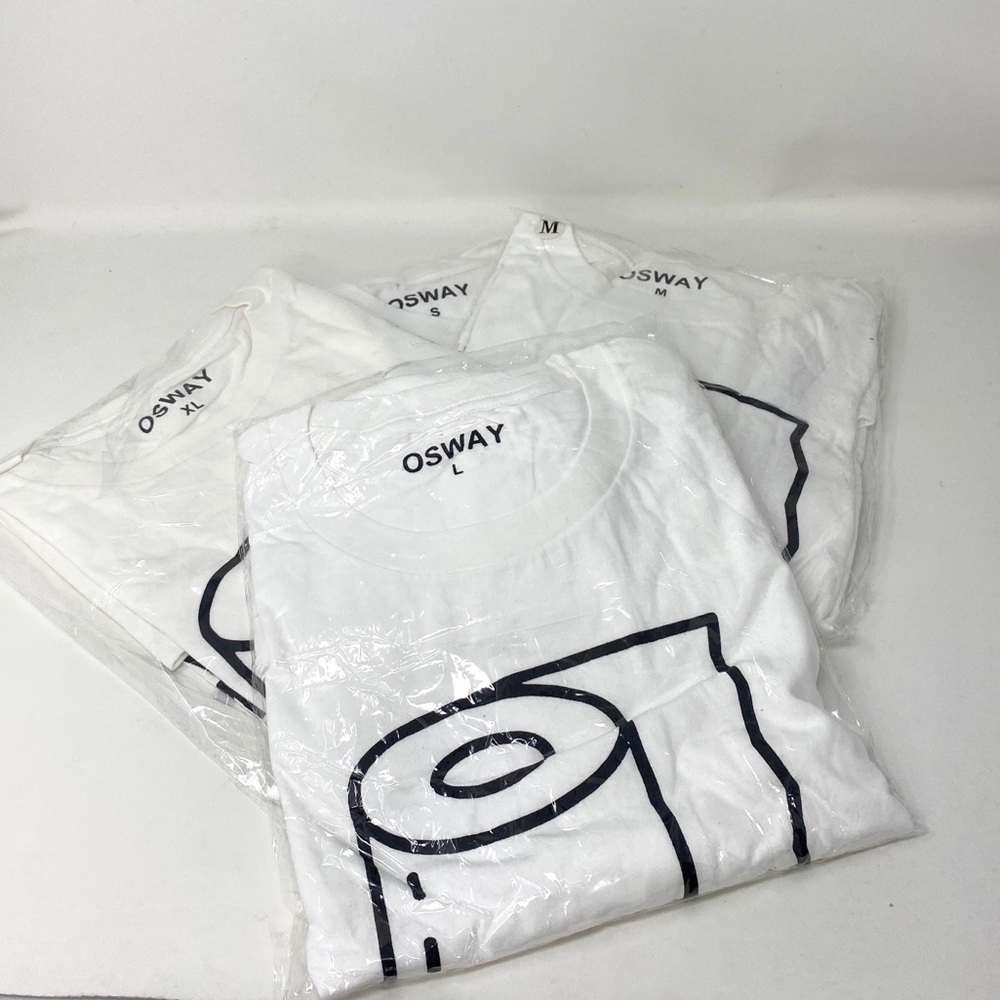 OSWay Men’s T-Shirt White Print , all sizes - Picture 3 of 6